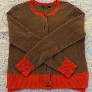 Vineyard Vines Brown Cardigan with Orange Trim